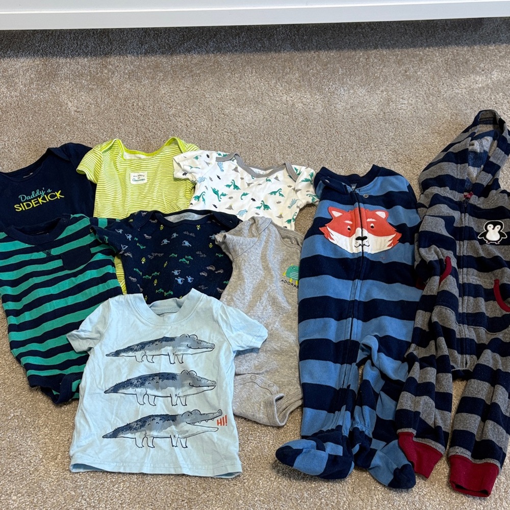 Assorted Baby 6-9 Months Carters 9 pc Bundle